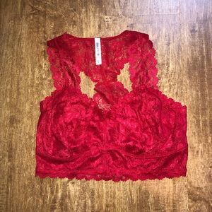 Red lace racer back bralette